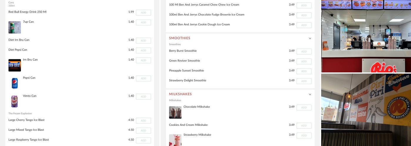 Rios Piri Piri Hamilton Menu