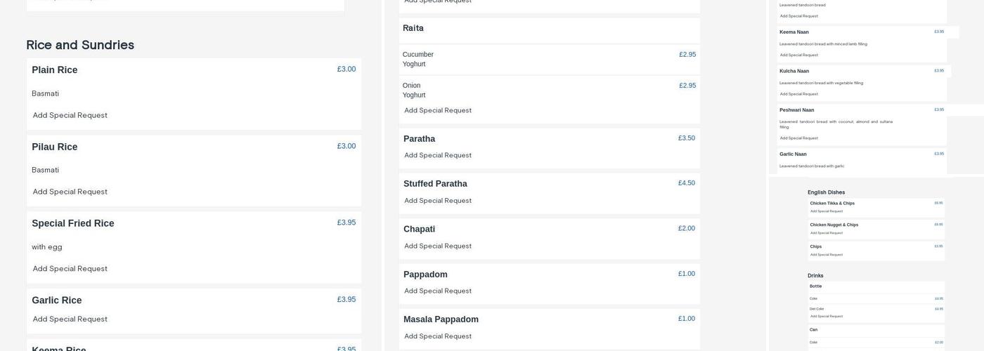 Hampton Tandoori Menu