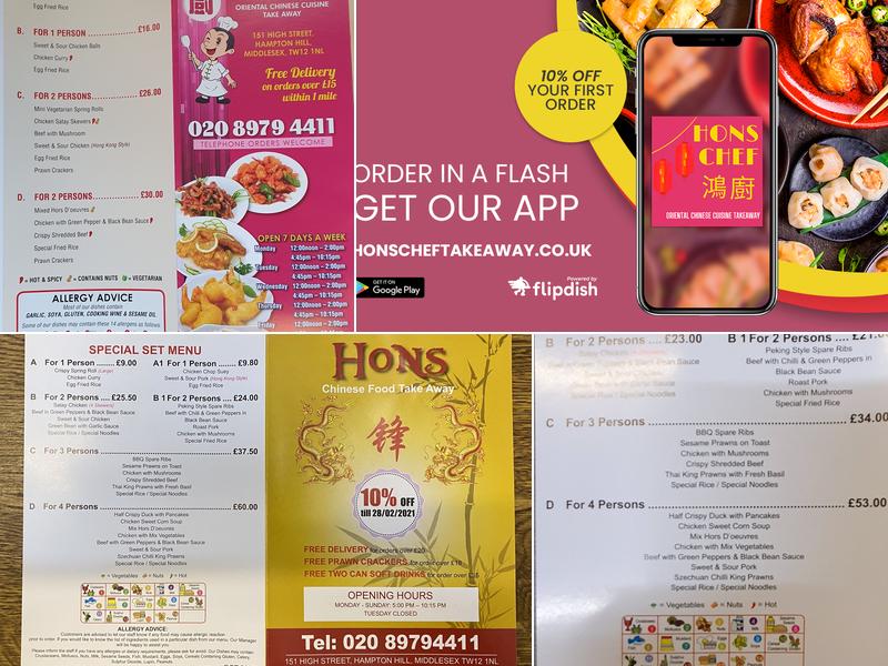 Hons Chef 鴻厨 Menu