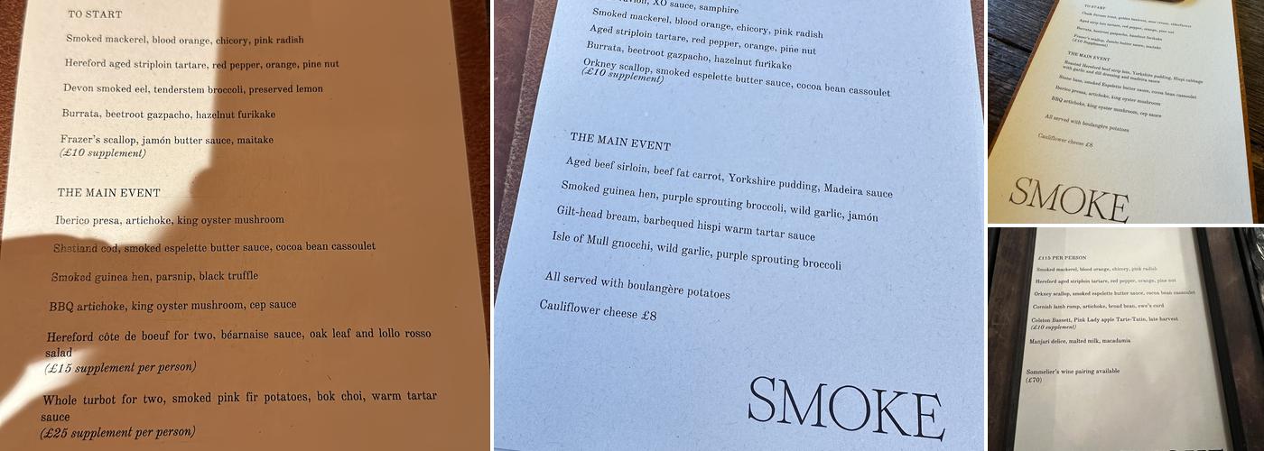 Smoke At Hampton Manor Menu