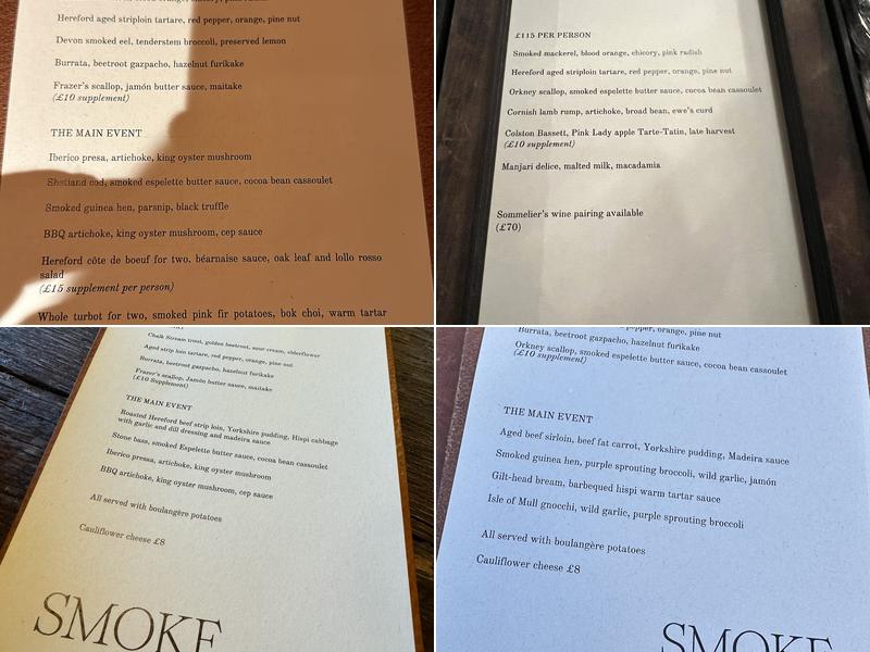 Smoke At Hampton Manor Menu