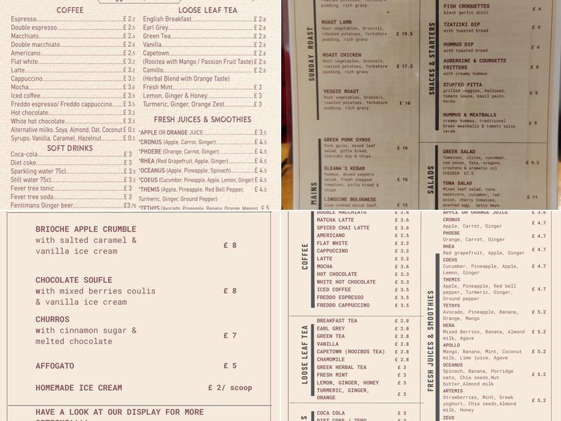 Eleana’s Bistro Menu