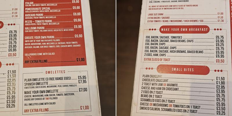 Pomegranate Bistro Menu