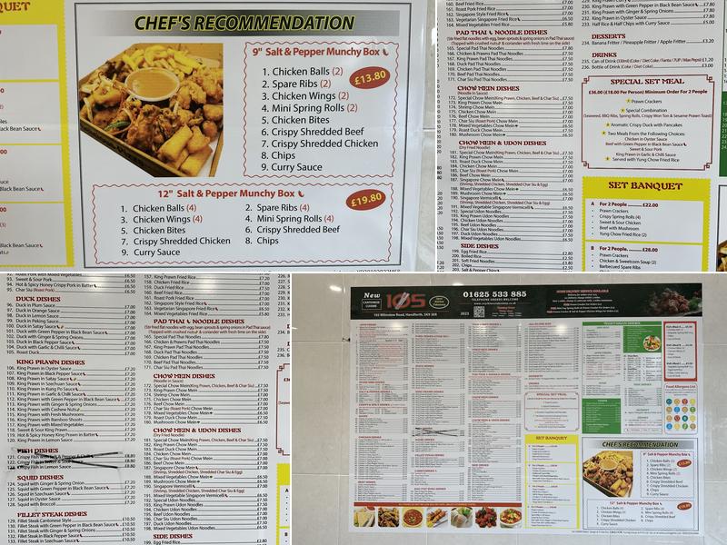 105 Chinese takeaway Menu