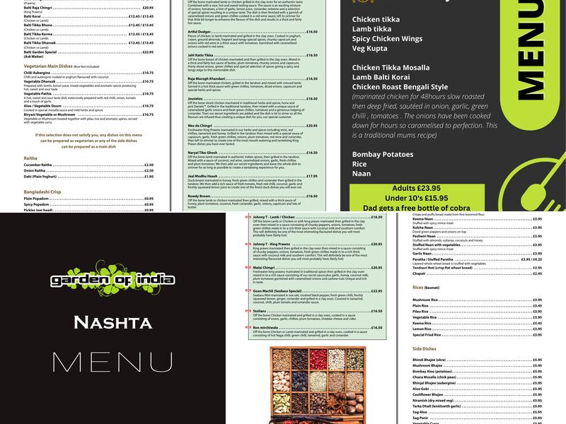 Garden of India Menu