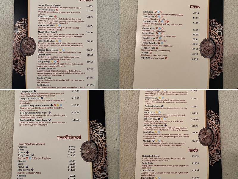 Indian Moments Menu