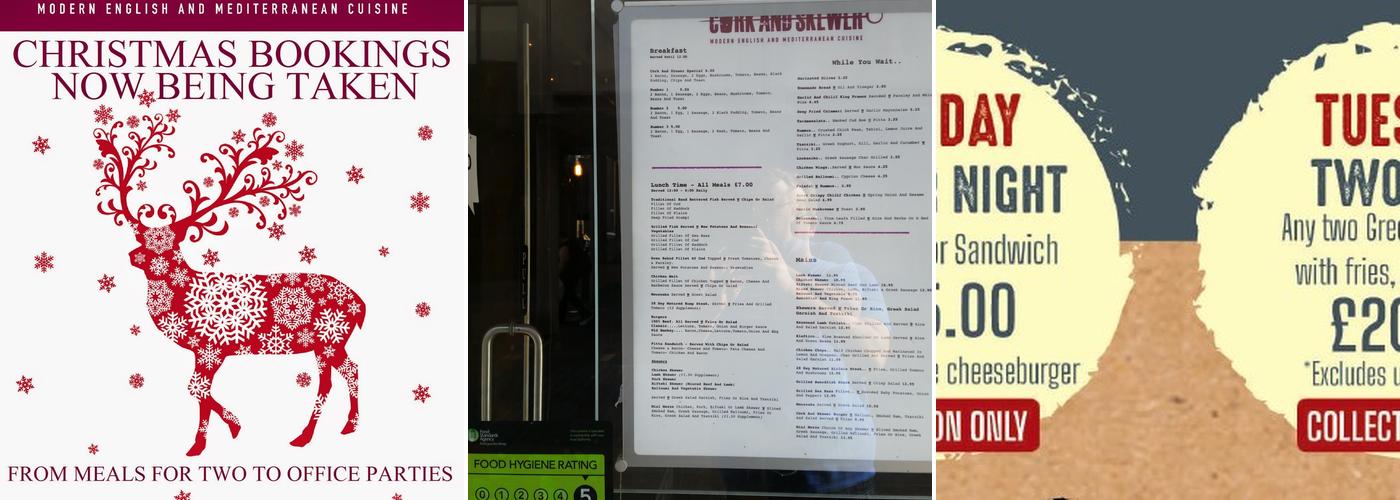 Cork and Skewer Menu