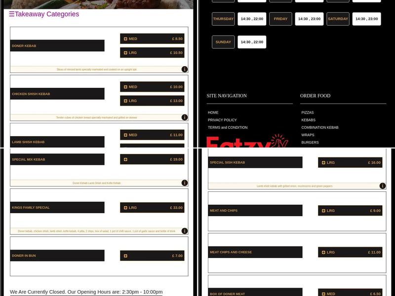 Efes Pizza Kebab Menu