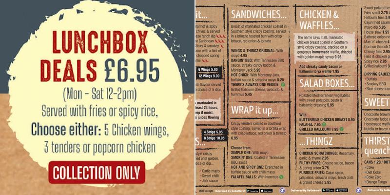 Wings and Thingz Menu