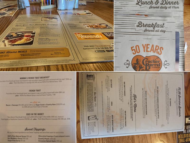 Cracker Barrel Old Country Store Menu