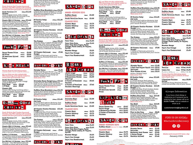 Serial Grill The Stow Menu