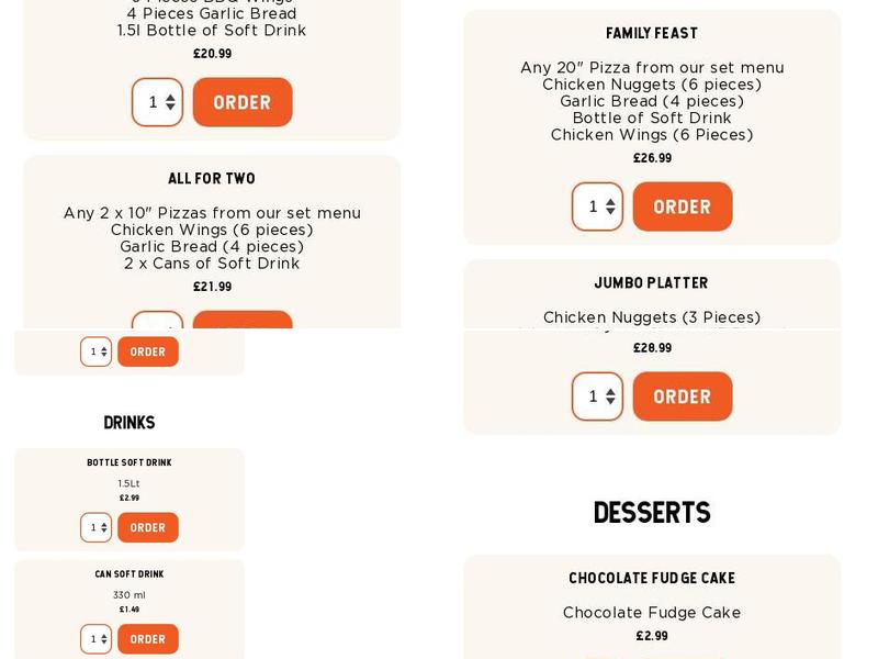 Farm House Pizza Menu