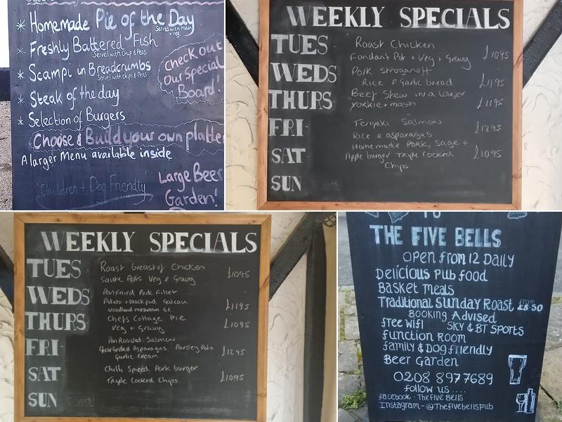The Five Bells Menu