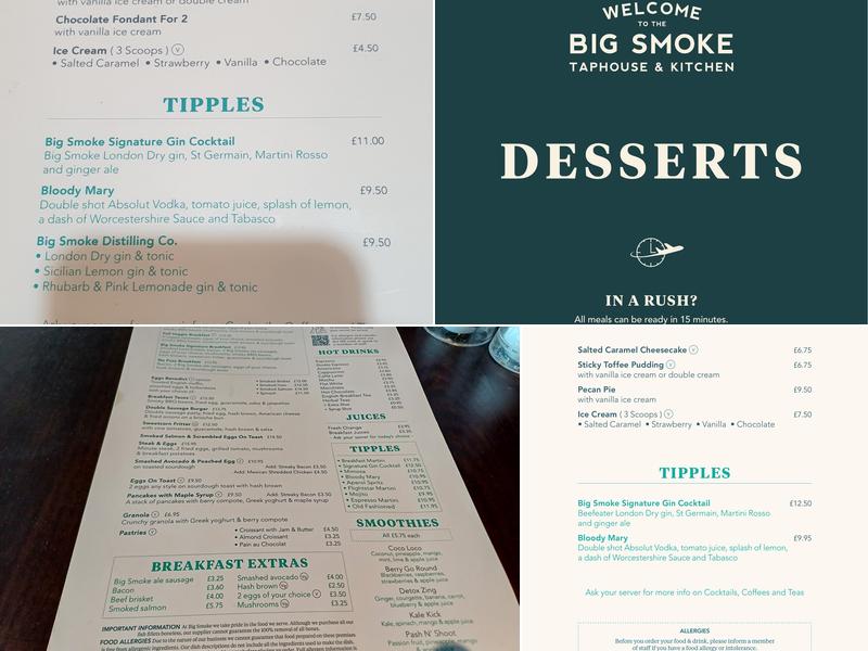 BIG SMOKE TAPHOUSE & KITCHEN Menu