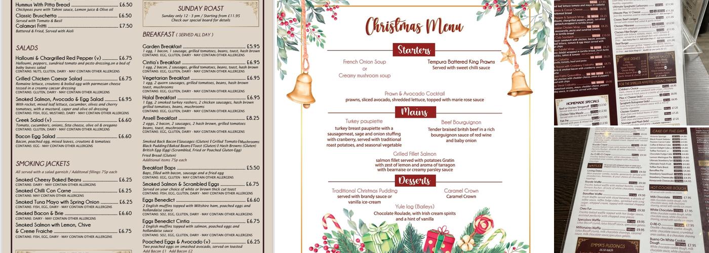 Cintias Cafe Bar Menu