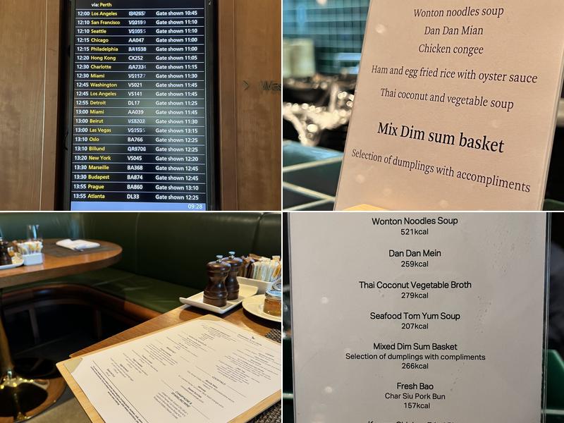 Cathay Pacific Lounge London Heathrow Menu