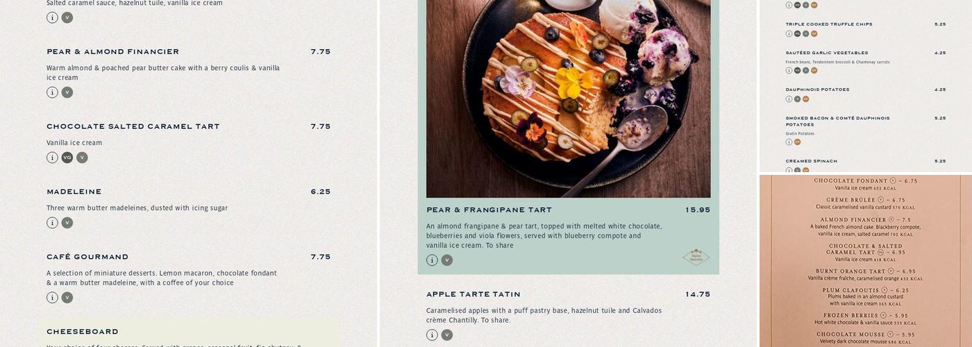 Côte St Albans Menu