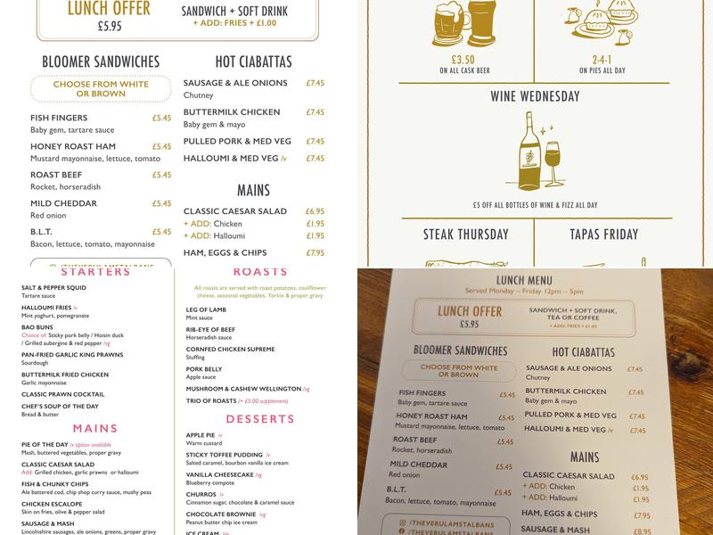 The Verulam Menu