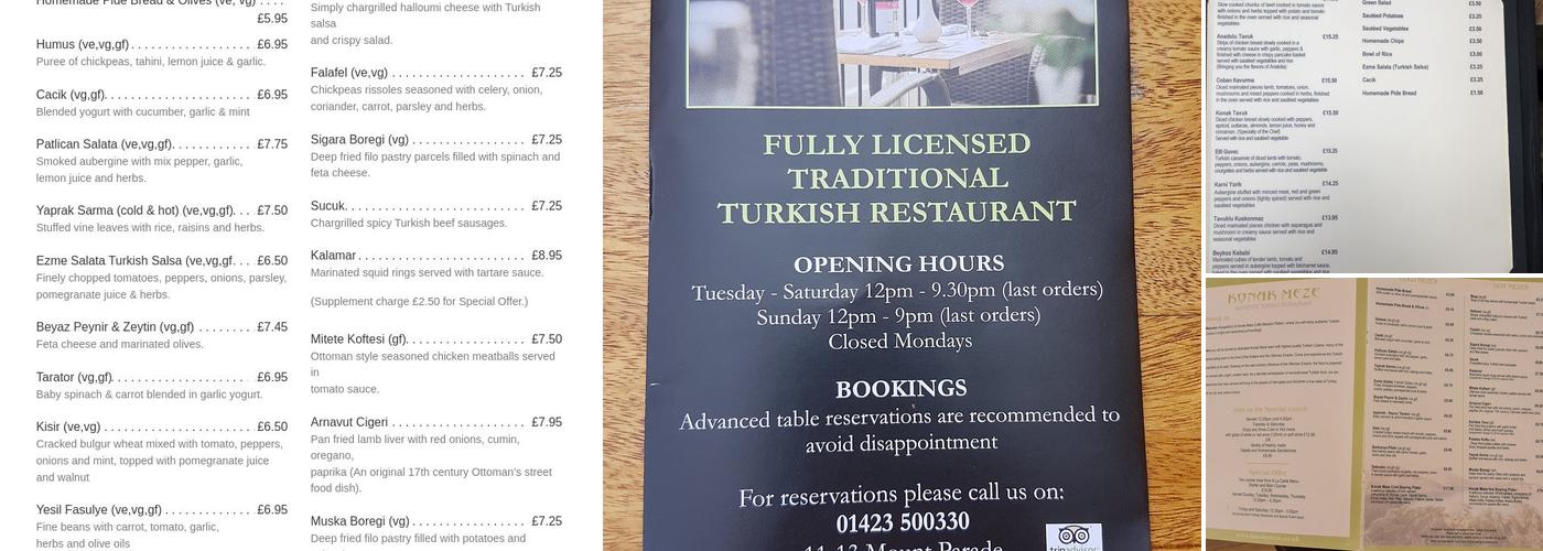 Konak Meze Turkish Restaurant Menu