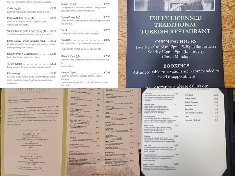 Konak Meze Turkish Restaurant Menu