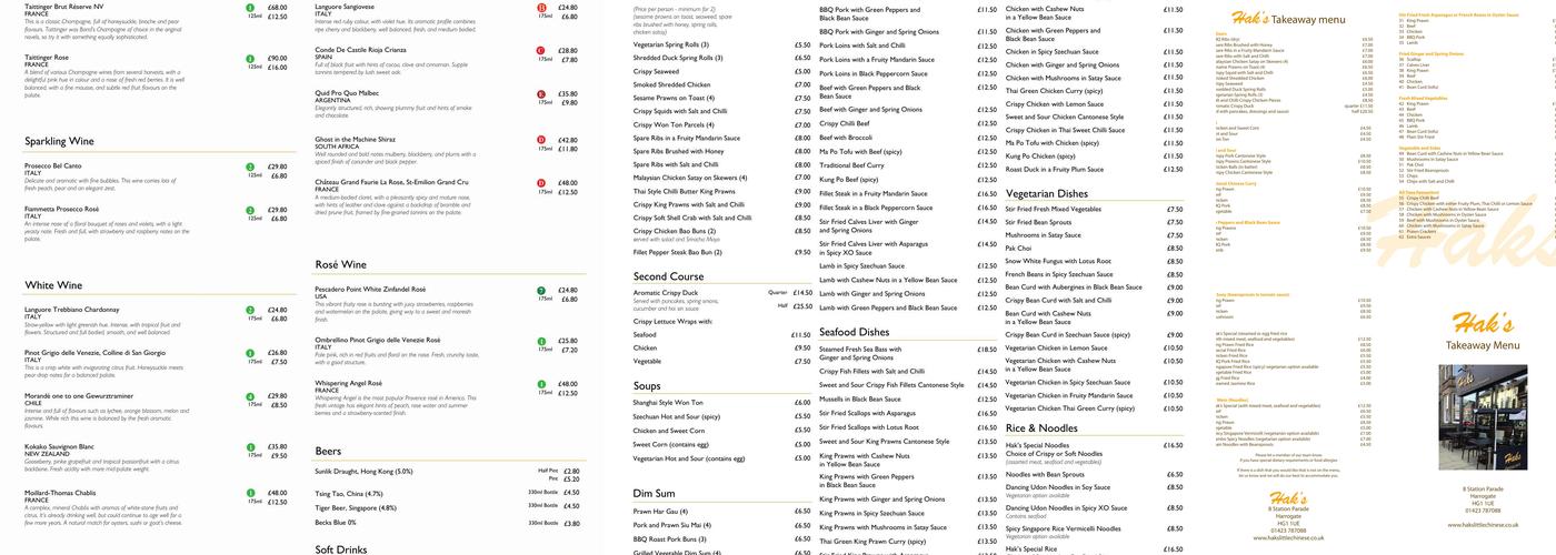 HAKS Little Royal Baths Chinese Restaurant Menu