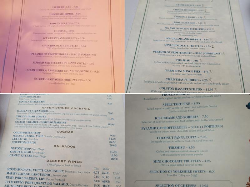 The Ivy Harrogate Brasserie Menu