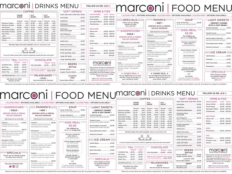 Caffe Marconi Menu