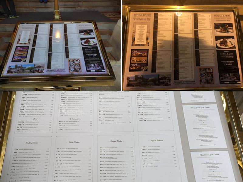 Royal Baths Chinese Restaurant Menu