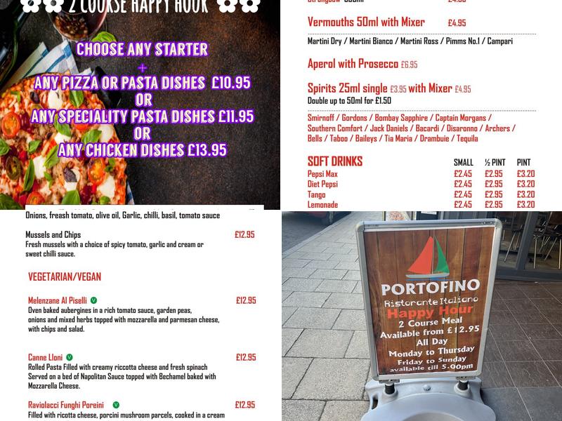 Portofino Harrogate Menu