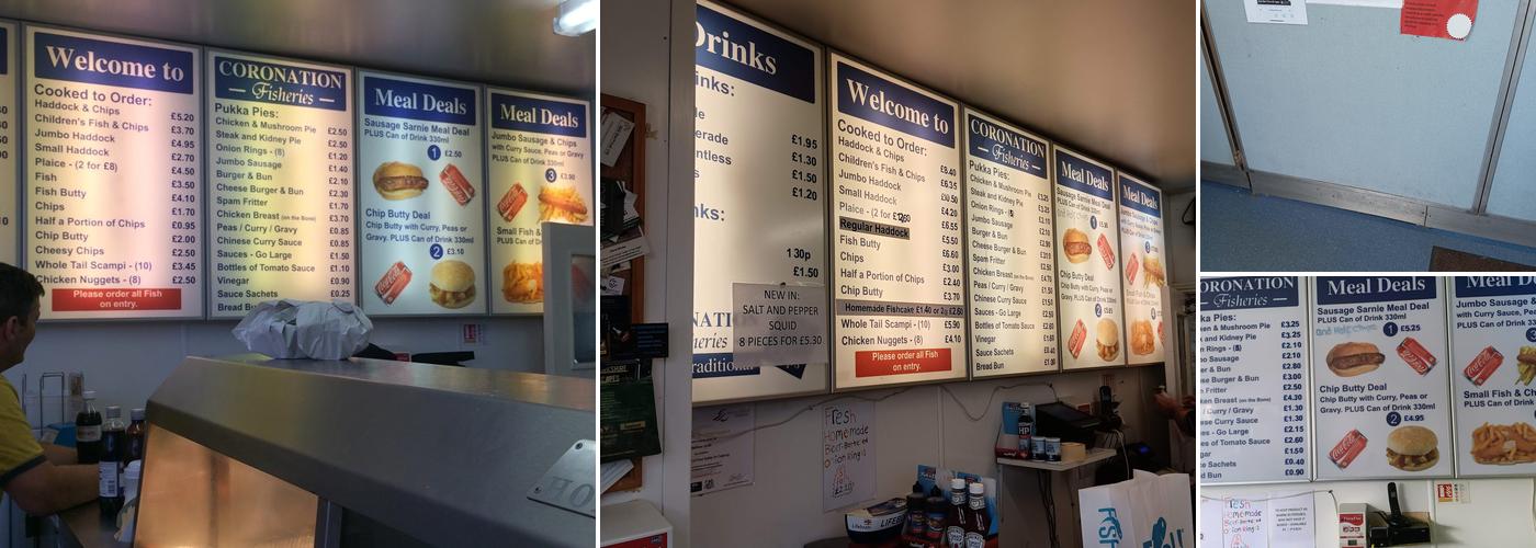 Coronation Fisheries Menu
