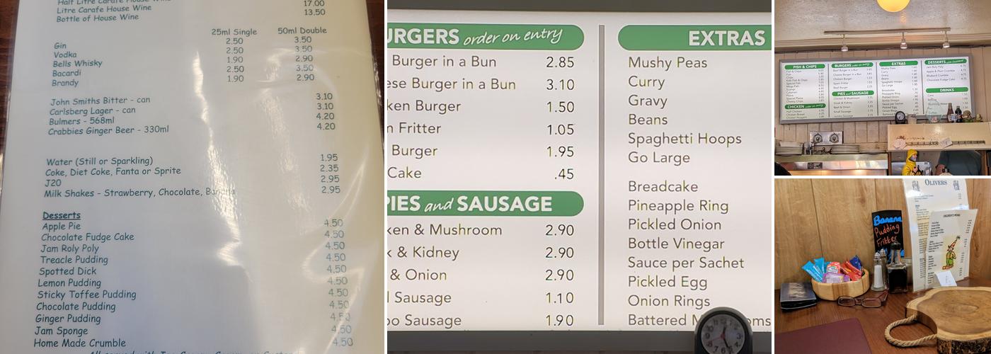 Olivers Fish Shop & Restaurant Menu