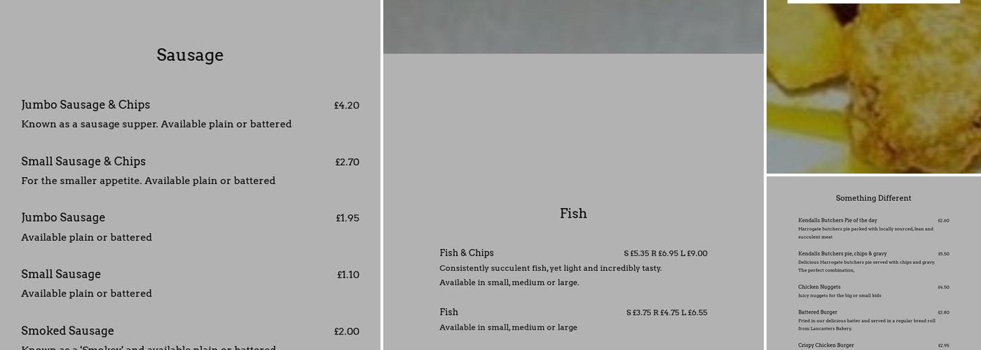 Harrogate Fisheries Fish & Chips Menu