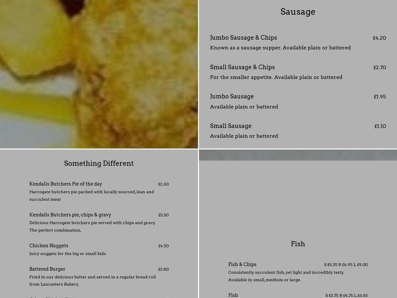 Harrogate Fisheries Fish & Chips Menu