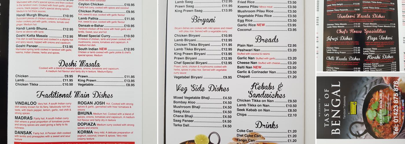 Taste of Bengal Menu