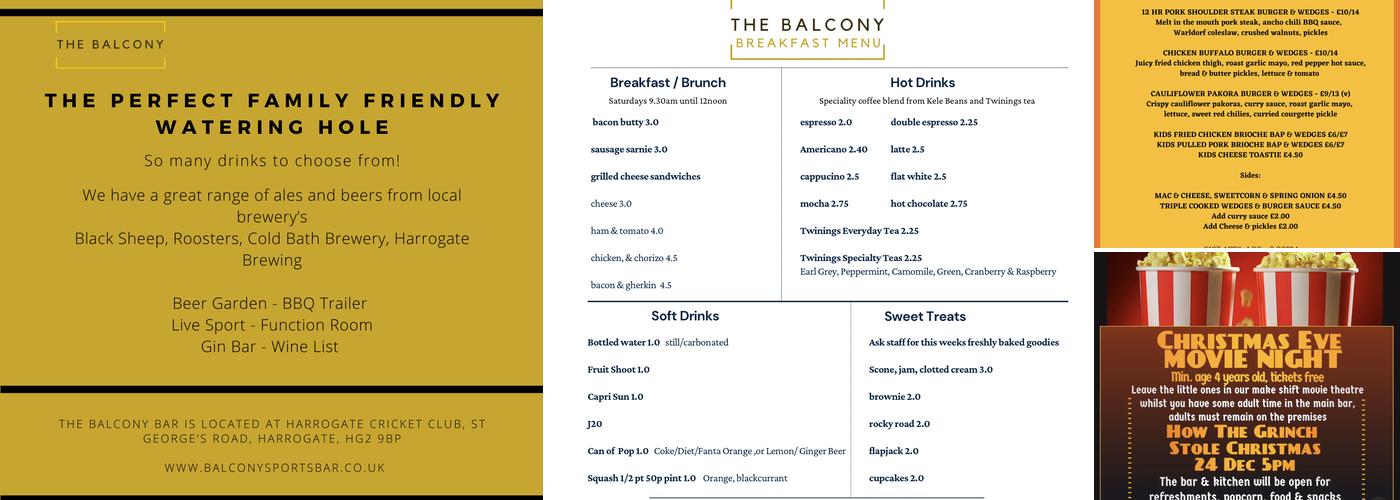 Harrogate Cricket Club Menu