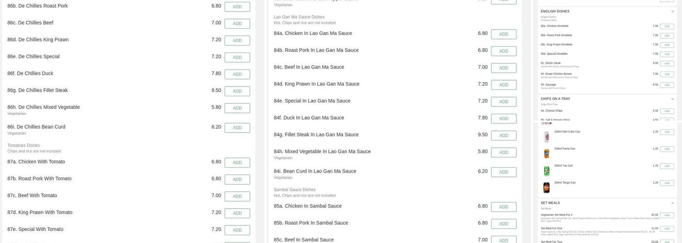 Lotus Chinese Takeaway Menu