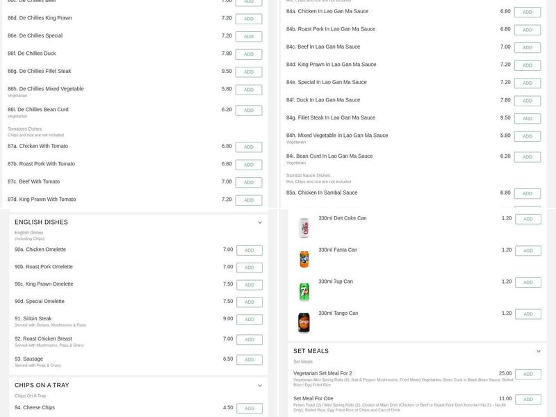 Lotus Chinese Takeaway Menu