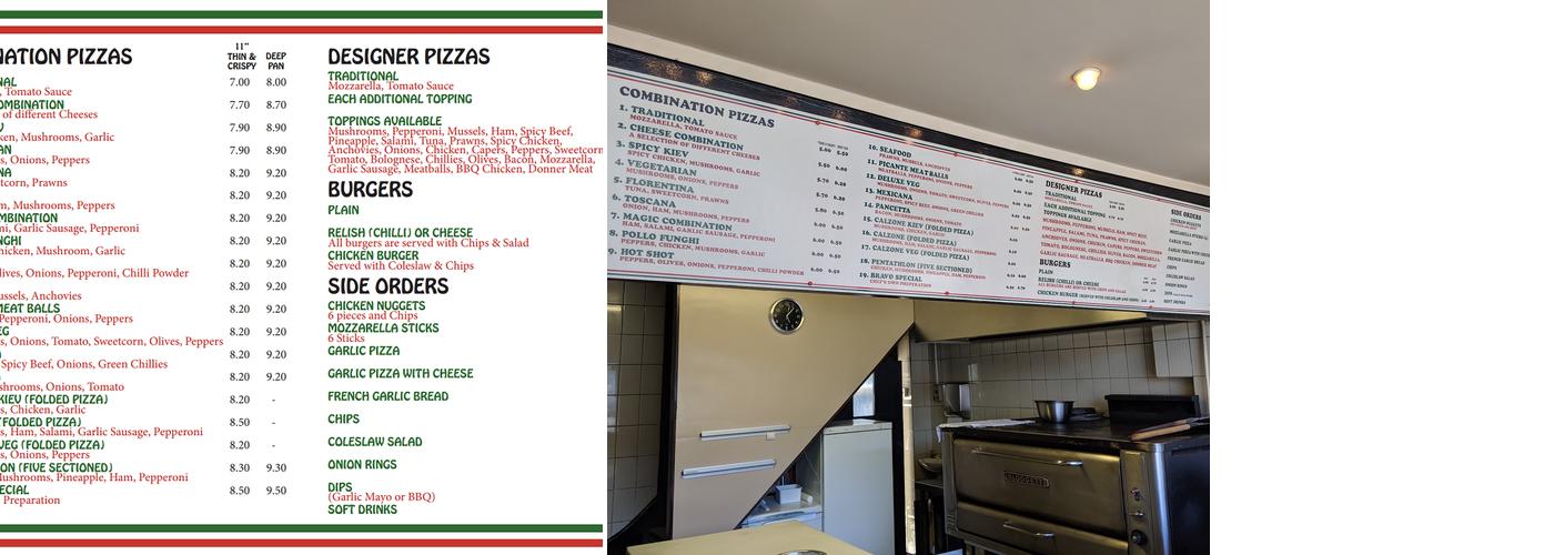 Bravos Pizza Menu
