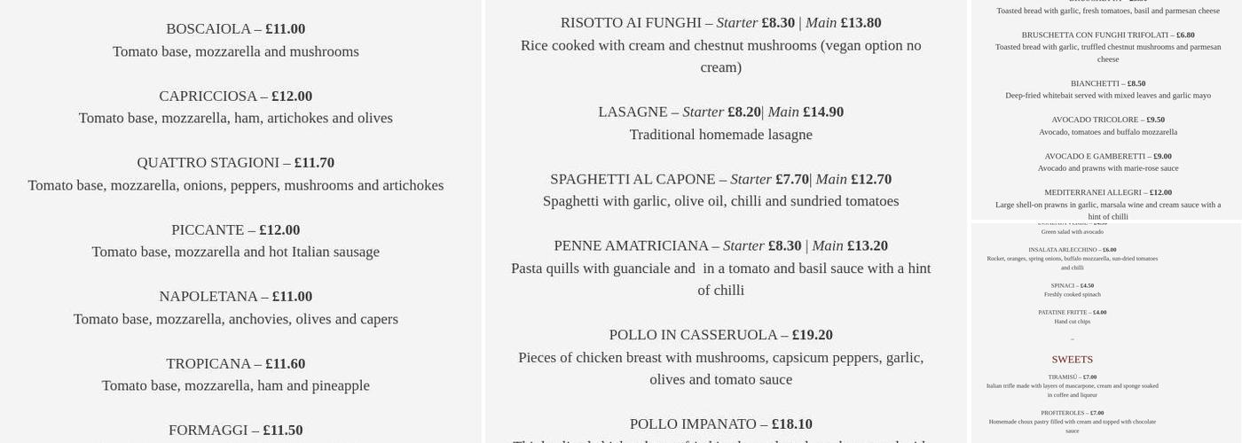 La Caverna Limited Sit-In And Takeaway Restaurant Menu