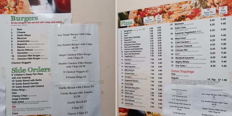 Woodlands Pizza Ficio Menu
