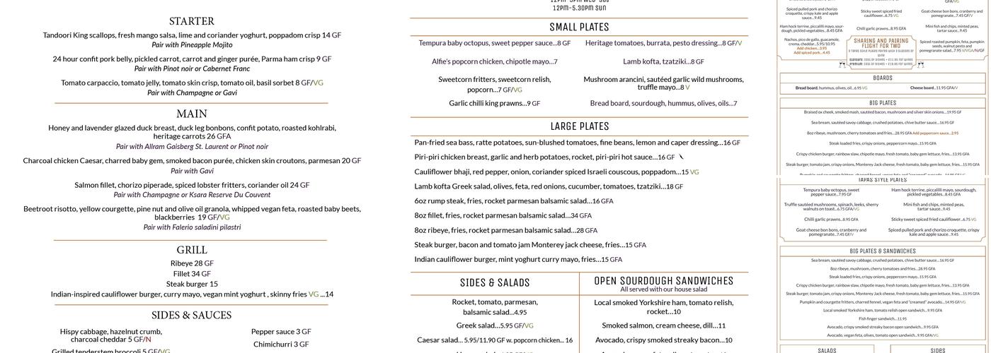 Jesper's Bar & Kitchen Menu