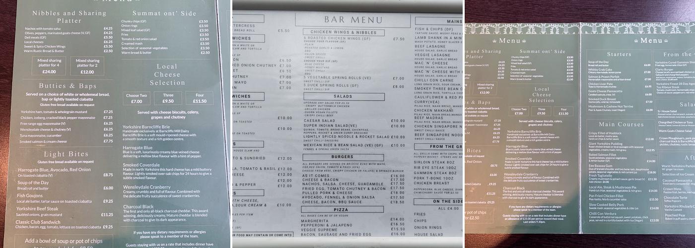 Five Shillings Brasserie Menu