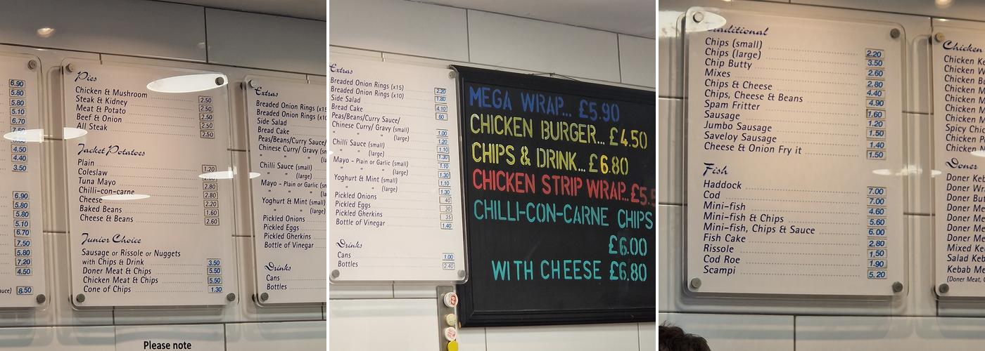 Georgio's Fish & Chips Menu