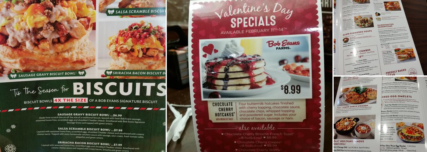 Bob Evans Menu