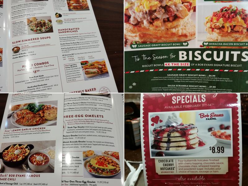 Bob Evans Menu