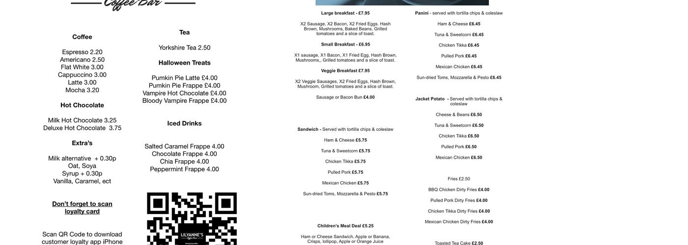 LilyAnne's Wellbeing Cafe Menu