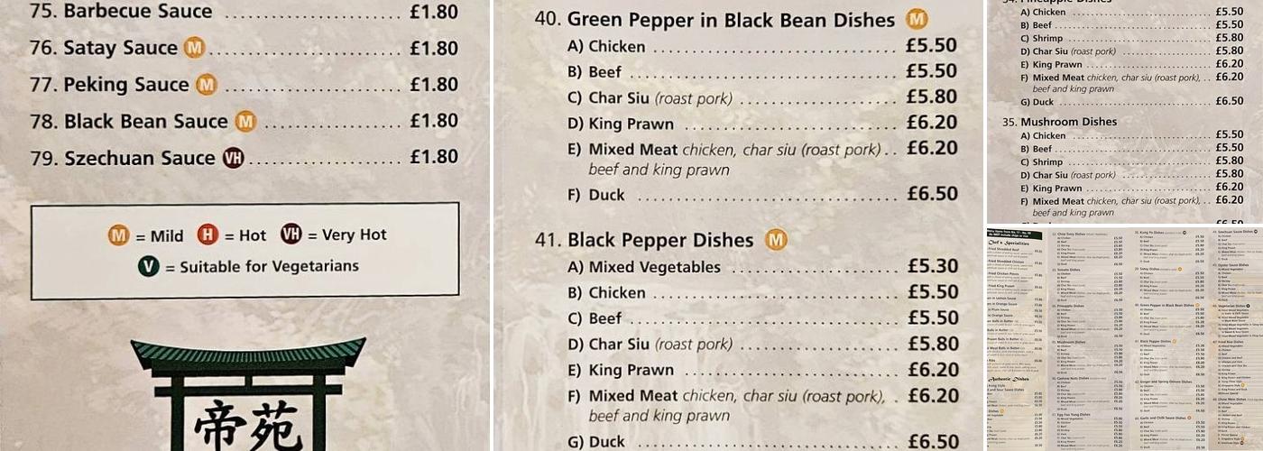 Royal Garden Chinese Takeaway Menu