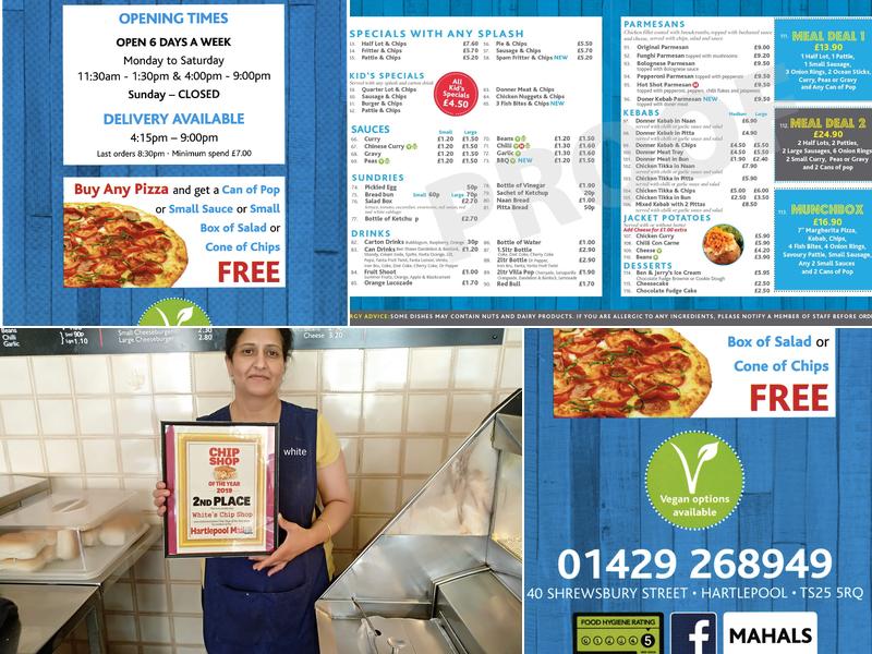 Whites fish and chips Menu