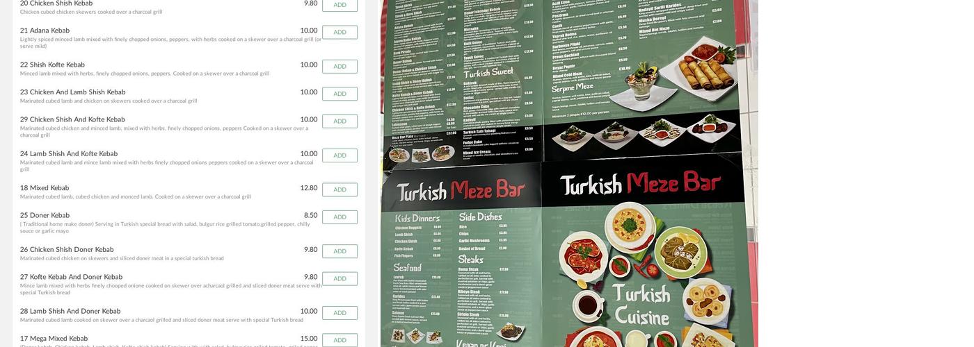 Turkish Meze Bar Menu