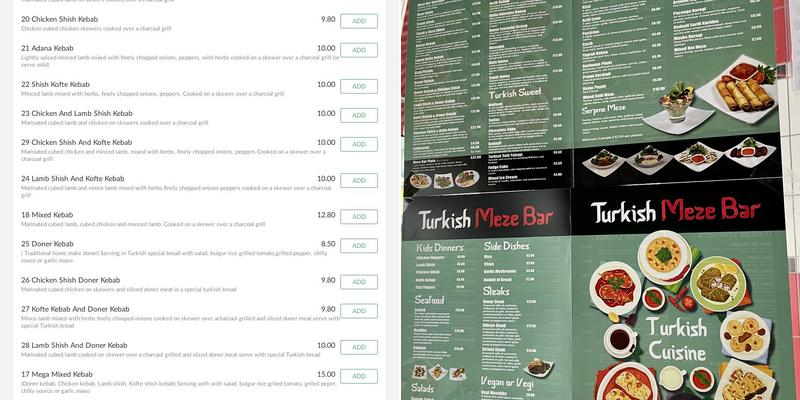 Turkish Meze Bar Menu